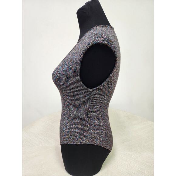 Out From Under UO Black Rainbow Sparkle Glitter V-neck Halter Top Bodysuit S - Picture 7 of 14